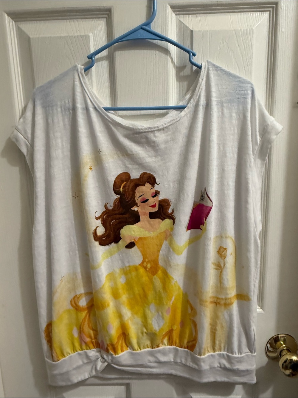 Disney Parks Beauty & the Beast White Sleeveless Blouse Shirt Women's Large